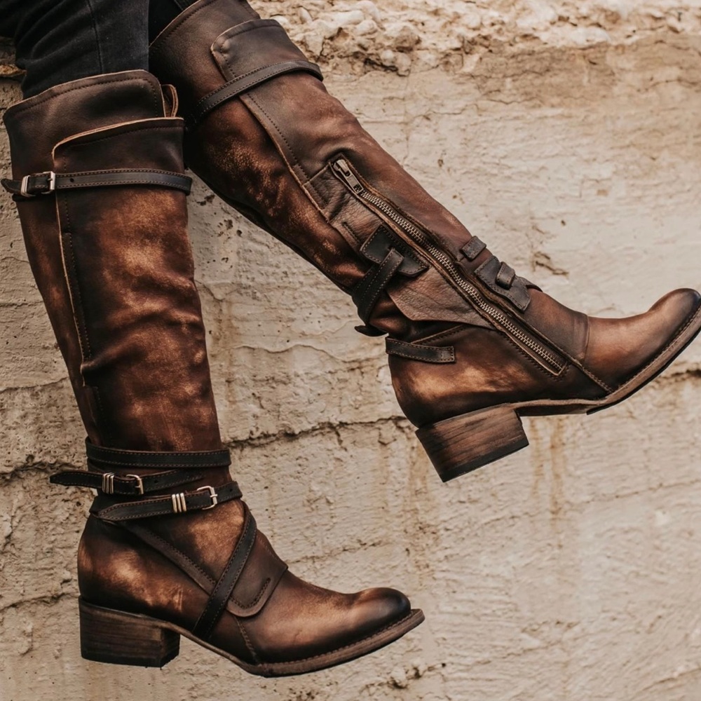 Freebird by Steven, very high quality leather boots, tall, to the knee.